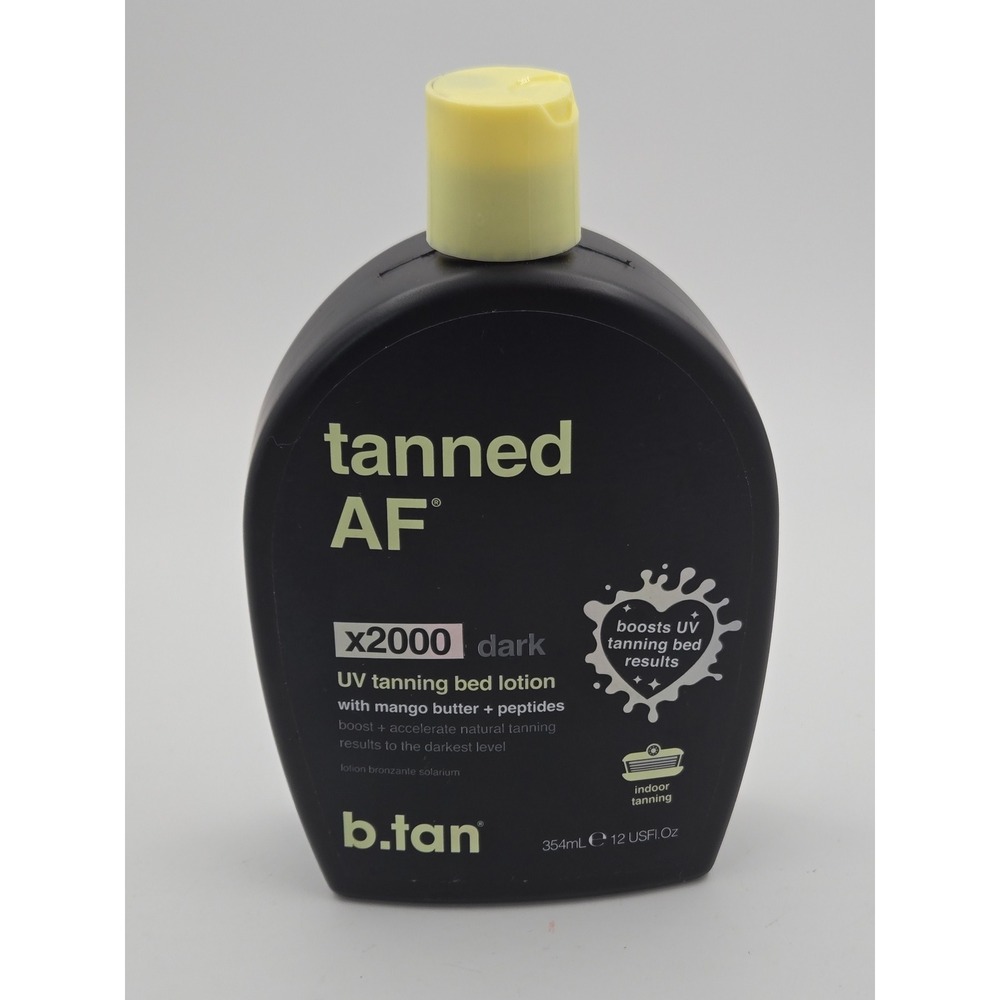 b.tan Tanned AF x2000 Dark UV Tanning Bed Lotion Mango Butter Peptides 12oz New